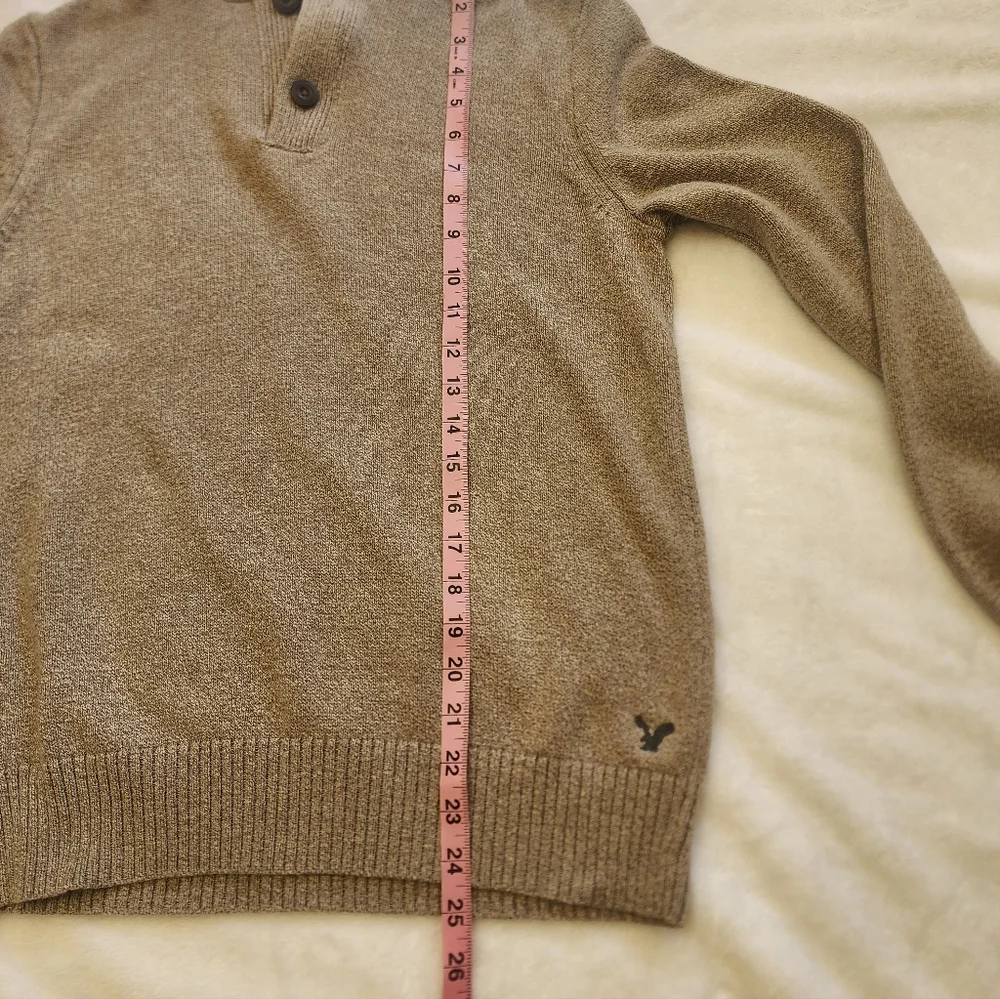M AE  Men's Beige Sweater with Button/zip Collar